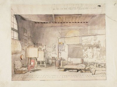 The Atelier of Alexander Ivanov in Rome by Alexander Andreyevich Ivanov